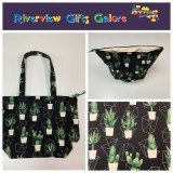 Large Tote Bag With Zip - Cactus Large Tote Bag With Zip - Cactus